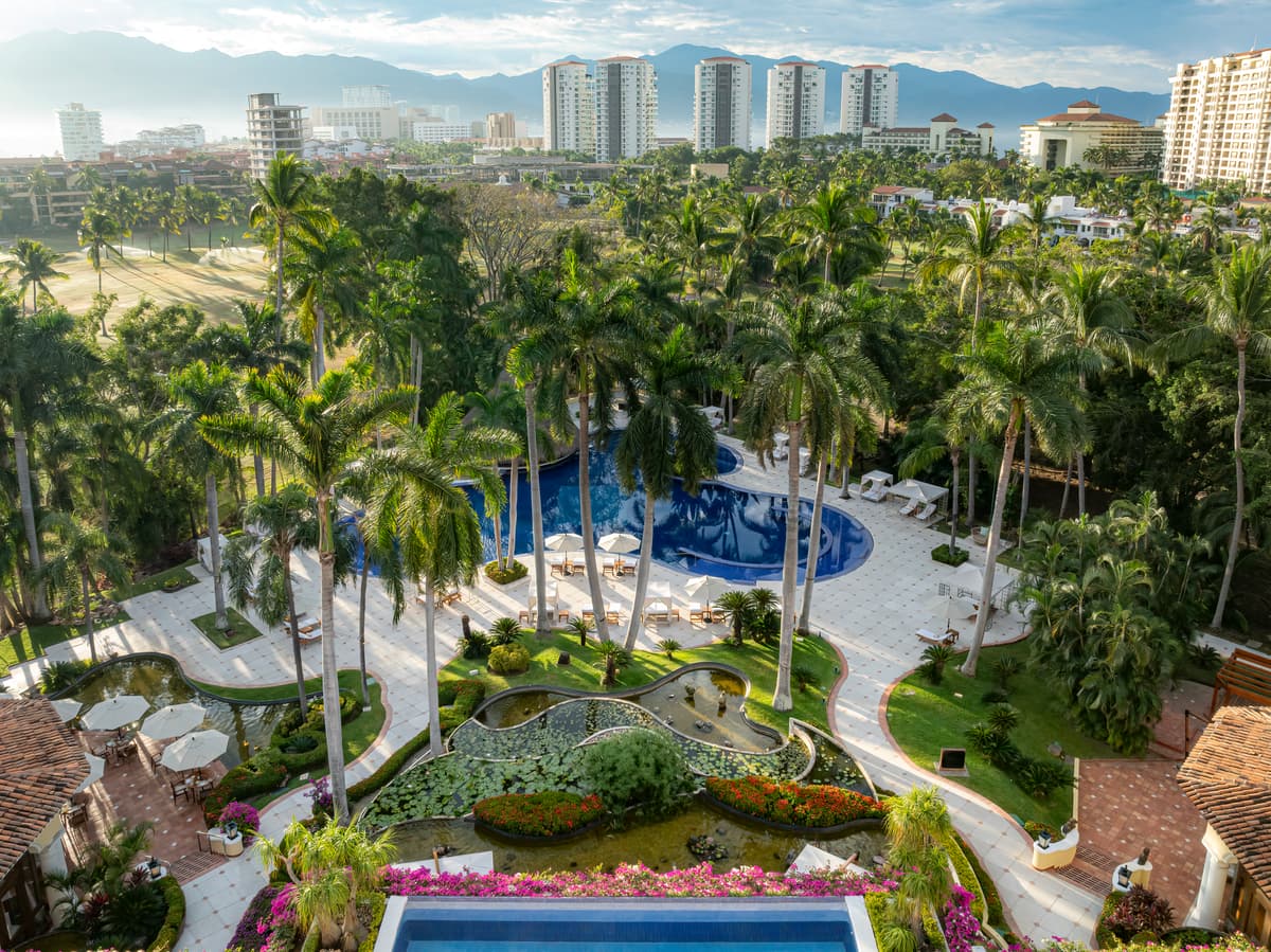 Casa Velas gardens and courtyard from above
