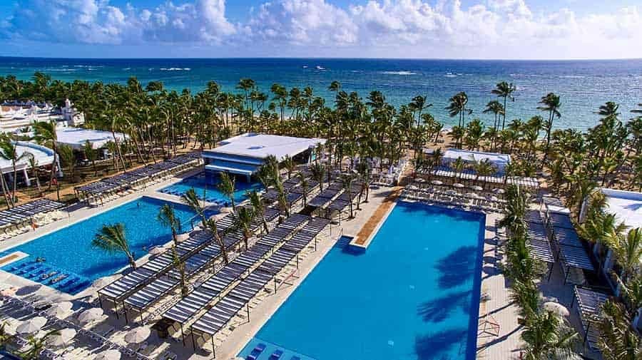 Swimming pool area at Hotel Riu Bambu