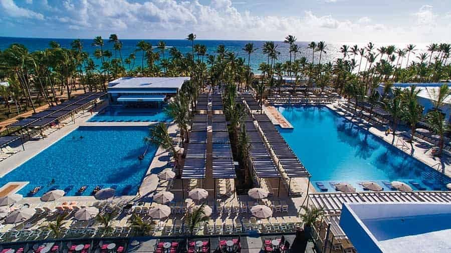 Swimming pool area at Hotel Riu Bambu