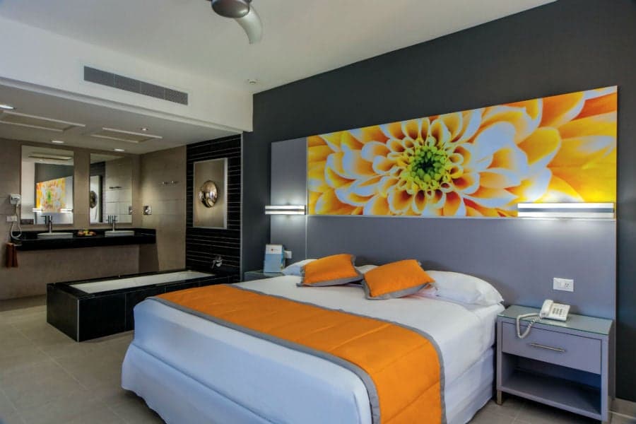 Guest room at Hotel Riu Cancun