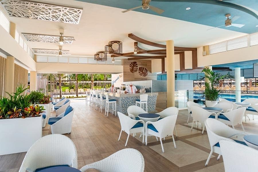 Swimming pool area at Hotel Riu Emerald Bay