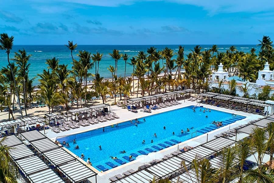 Swimming pool area at Hotel Riu Palace Punta Cana