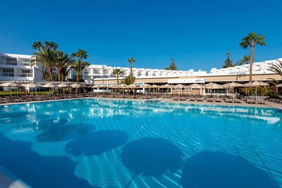 Swimming pool area at Hotel Riu Paraiso Lanzarote