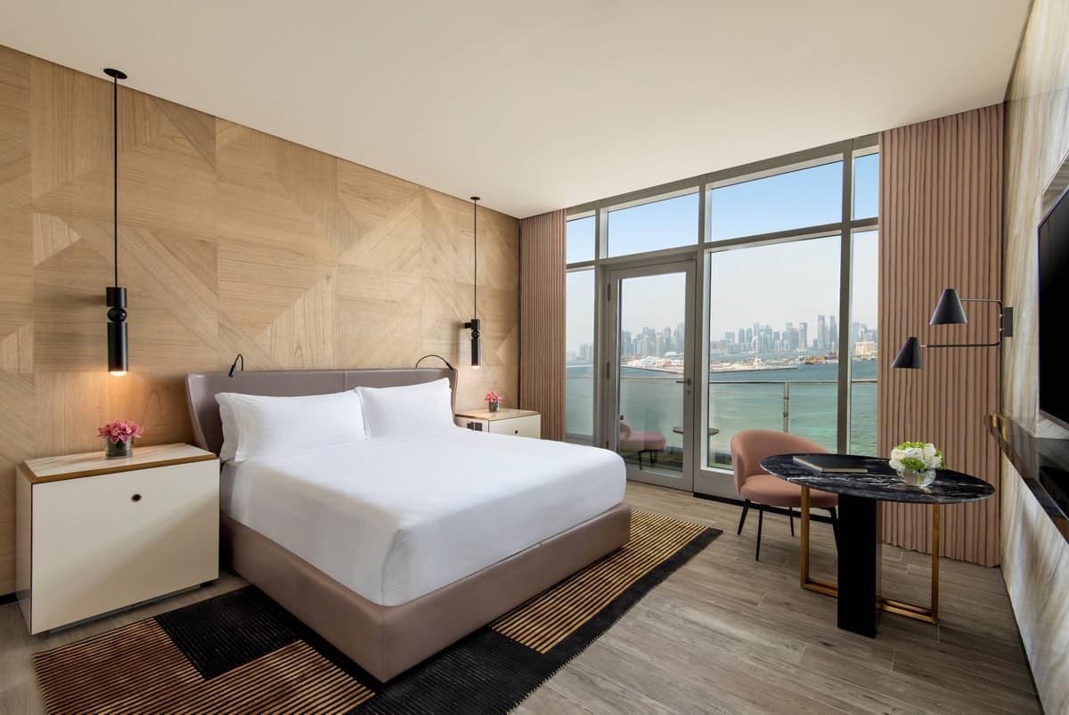Guest room at Rixos Gulf Hotel Doha