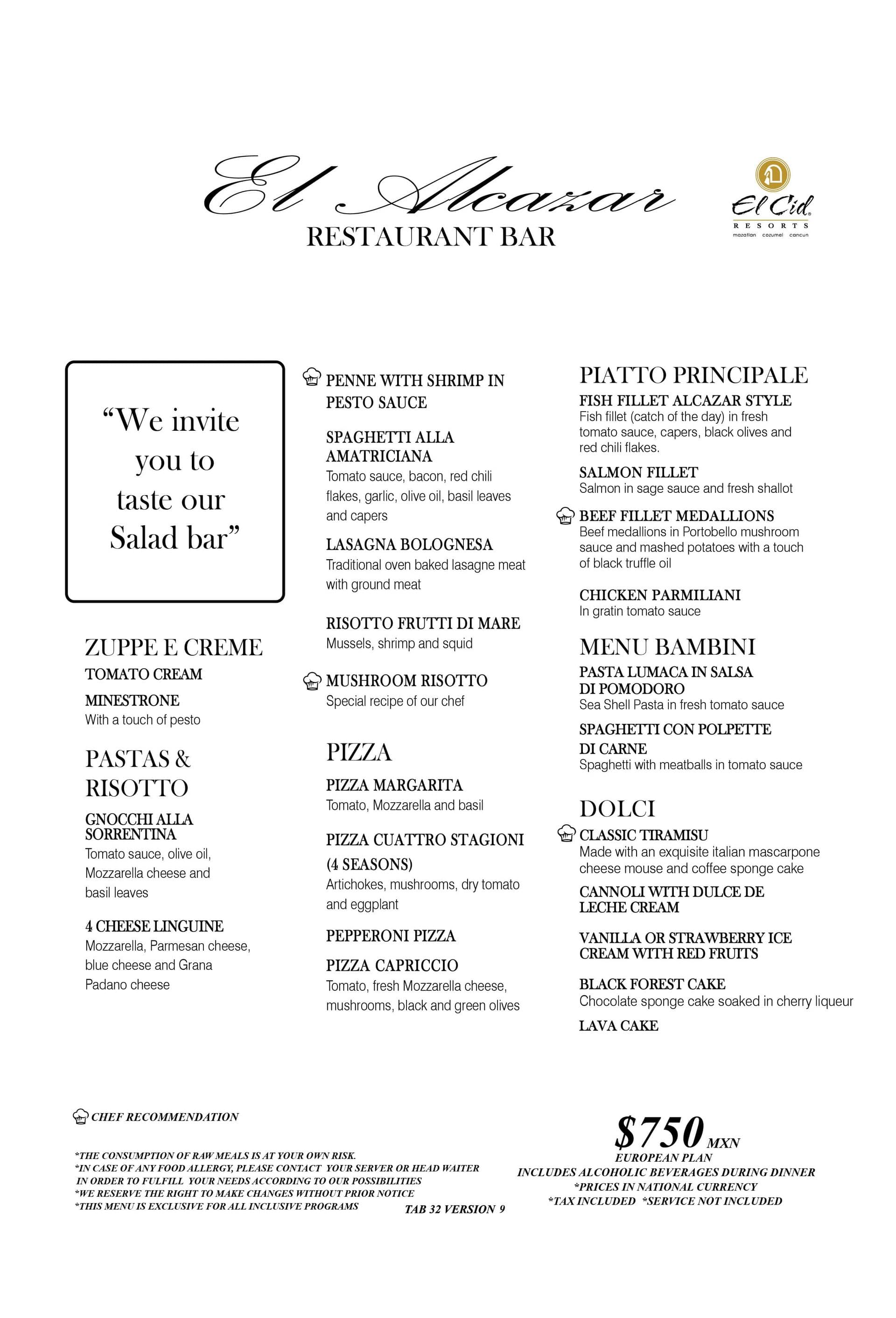 El Cid Castilla Beach Hotel Dining & Restaurants