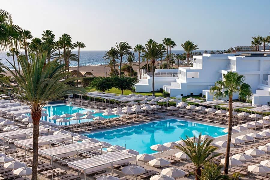 Swimming pool area at Hotel Riu Paraiso Lanzarote