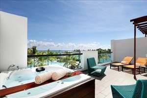 Suite Jacuzzi Terrace Ocean View — the flagship 678 sq ft suite with private terrace jacuzzi