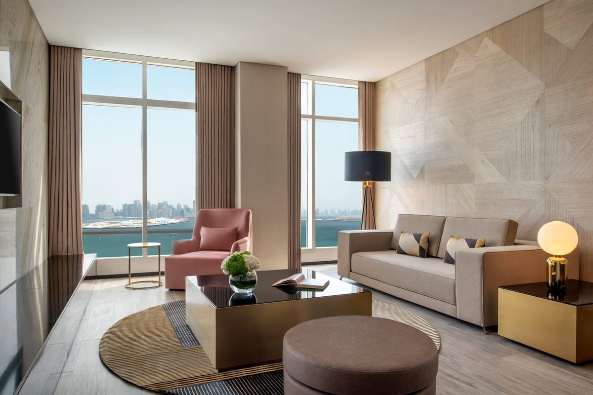 Guest room at Rixos Gulf Hotel Doha