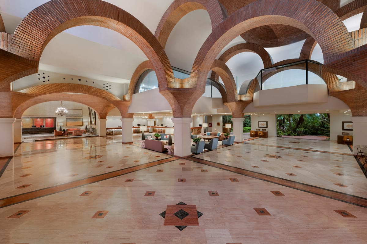 Velas Vallarta lobby with contemporary Mexican decor